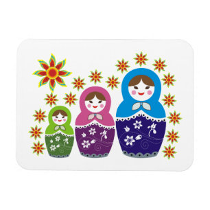Matryoshka Russian dolls & sunflowers custom Magnet
