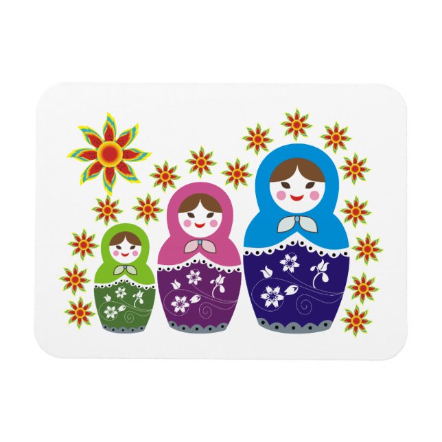 Matryoshka Russian dolls & sunflowers custom Magnet (Horizontal)