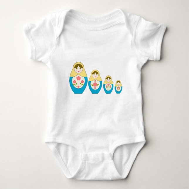 Matryoshka Russian Nesting Dolls Baby Bodysuit (Front)