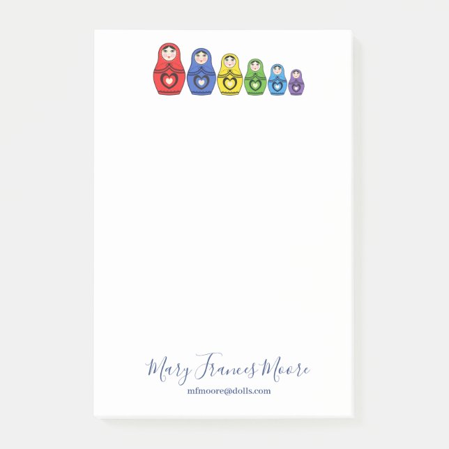 Matryoshka Russian Nesting Dolls Post-it Notes (Front)