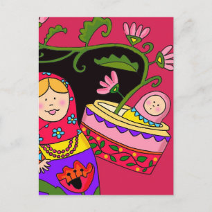 Matryoshka's Baby Ukrainian Folk Art Postcard