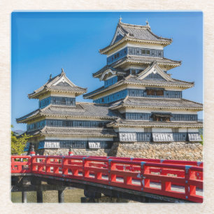Matsumoto castle and bridge glass coaster