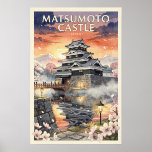 Matsumoto Castle Japan Vintage Travel Poster