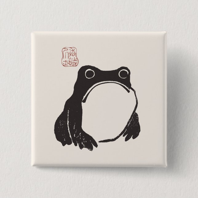 Matsumoto Hoji Frog Sad Melancholy Japanese Artist 15 Cm Square Badge (Front)
