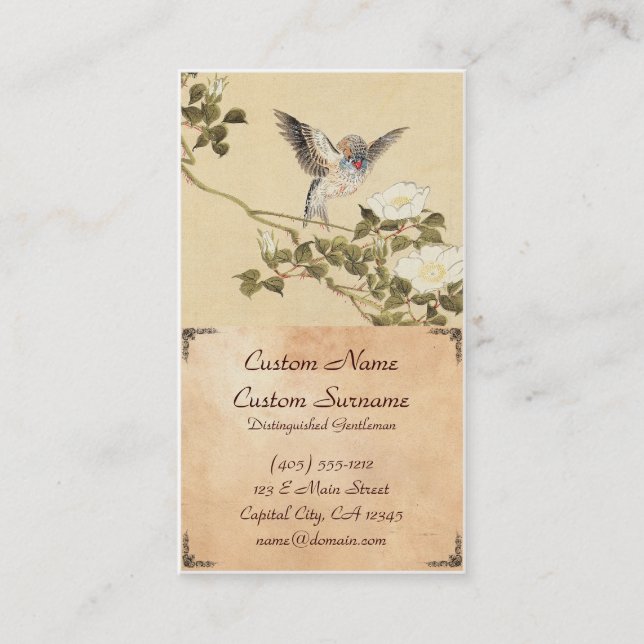 Matsumoto Keibun Bird and Flower Album Zebra Finch Business Card (Front)