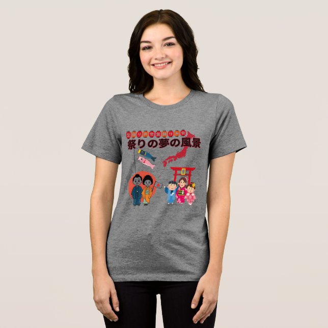 Matsuri Dreamscape grey vivid Tri-Blend Shirt (Front Full)