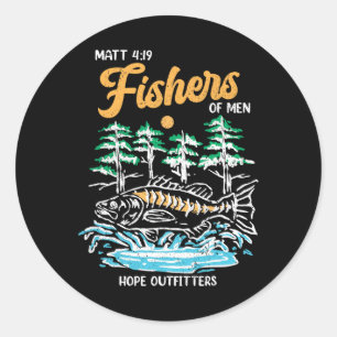 Matt 419 Fishers Of Men Christian Fishing Fathers  Classic Round Sticker