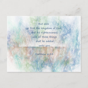 Matt 6:33 Seek Ye First God Bible Scripture Postcard