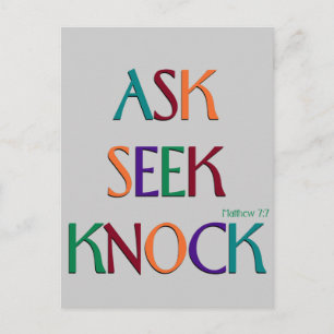 Matt 7:7 customisable template postcard