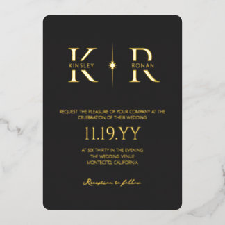 Matte Black Elegant Flare Monogram Wedding