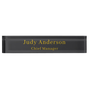 Matte Black Gold Professional Plain Modern Elegant Nameplate