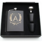 Matte Black Groomsman Best Man Flask Gift Set