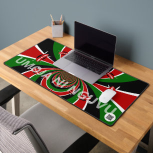 Matte Black Kenya Flag Umoja ni Nguvu   Sleek Dark Desk Mat