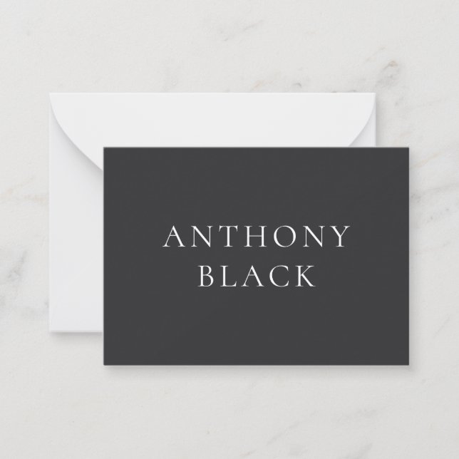 Matte Black Minimalist Plain Elegant Classical Card (Front)