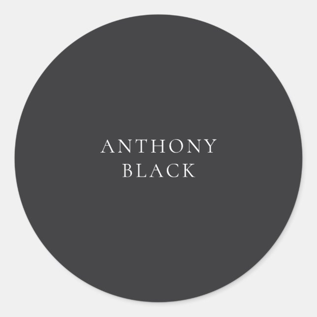 Matte Black Minimalist Plain Elegant Classical Classic Round Sticker (Front)