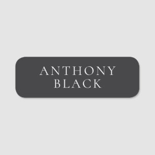 Matte Black Minimalist Plain Elegant Classical Name Tag