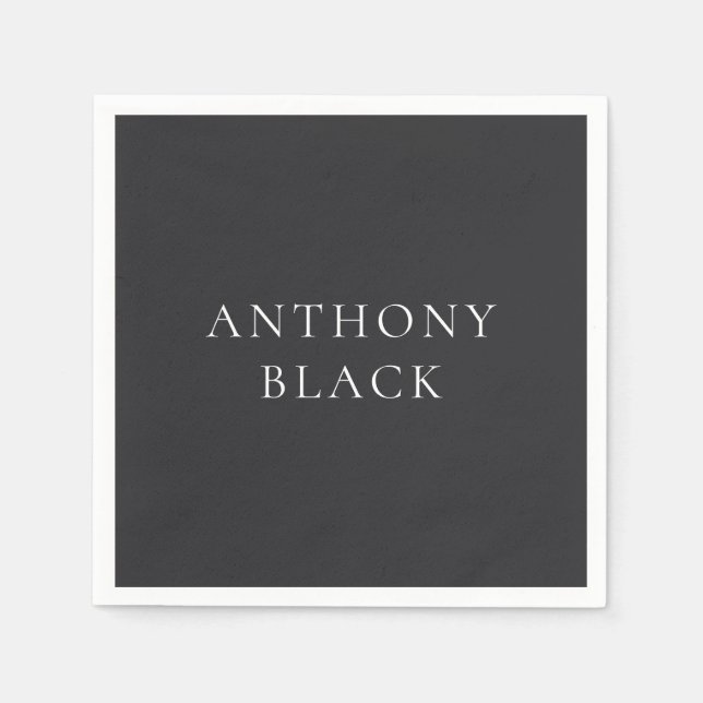 Matte Black Minimalist Plain Elegant Classical Napkin (Front)