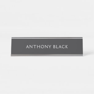 Matte Black Minimalist Plain Elegant Modern Desk Name Plate