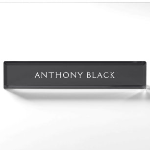 Matte Black Minimalist Plain Elegant Modern Nameplate