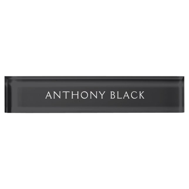 Matte Black Minimalist Plain Elegant Modern Nameplate (Front)
