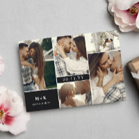 Matte Black Modern Initials Photos Save the Date