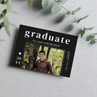 Matte Black Modern Typography Photo Graduation
