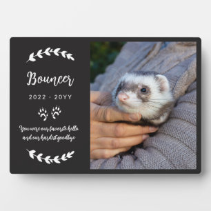 Matte Black Paws Pet Ferret Photo Memorial Plaque