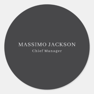 Matte Black Professional Plain Modern Elegant Classic Round Sticker