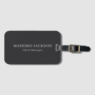 Matte Black Professional Plain Modern Elegant Luggage Tag