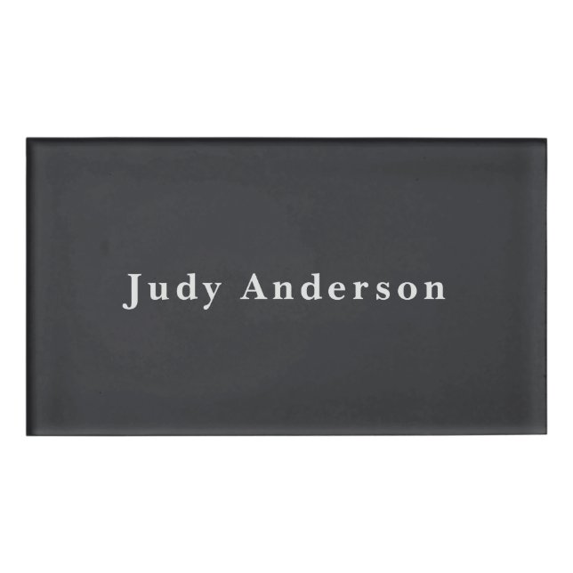 Matte Black Professional Plain Modern Elegant Name Tag (Front)