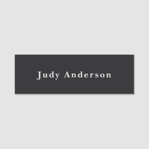 Matte Black Professional Plain Modern Elegant Name Tag