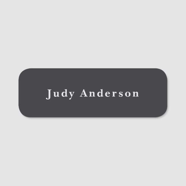 Matte Black Professional Plain Modern Elegant Name Tag (Front)