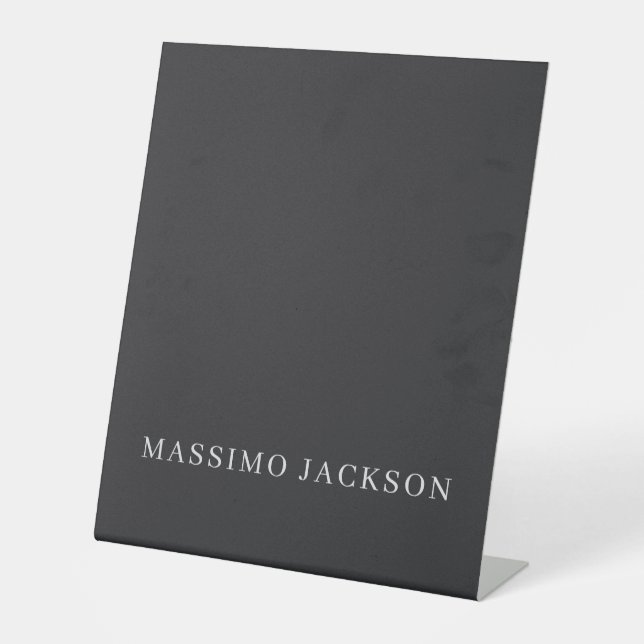 Matte Black Professional Plain Modern Elegant Pedestal Sign (Front)