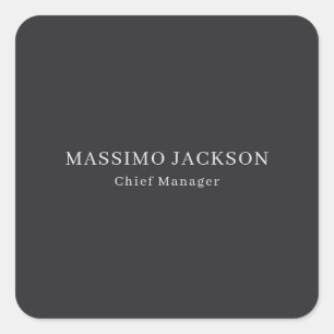 Matte Black Professional Plain Modern Elegant Square Sticker