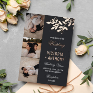 Matte Black Rose Gold Berry Twig 3 Photos Wedding