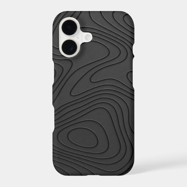 Matte Black Topographic iPhone 17 Case | Tonal Con (Back)