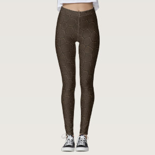 Matte Caiman Scale Pattern – Dark Rich Brown Leggings