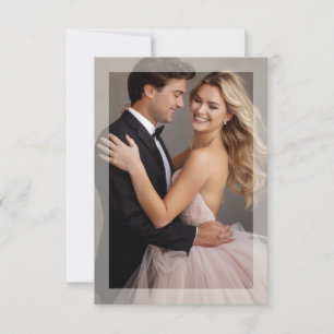 Matte frame photo wedding golden beige RSVP Card