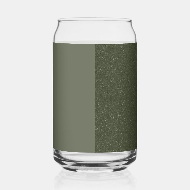 Matte & Glitter Moss Green Custom Glass Can (Left)