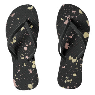 Matte Gold and Rose Gold Flakes Black Jandals