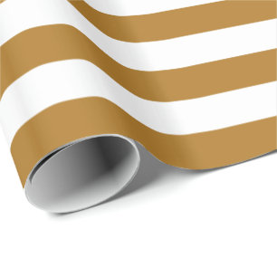 Matte Gold and White Stripe Wrapping Paper