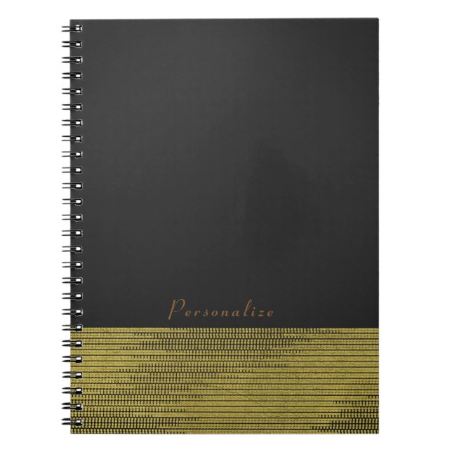 Matte Gold Modern Glam Sequins Chic Elegant Spiral Notebook (Front)