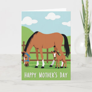 Matte Mother And Foal Card