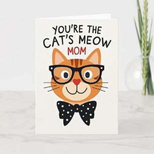 Matte Orange Cats Meow Mom Card