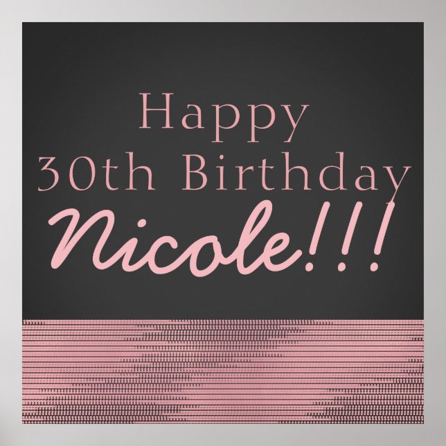 Matte Pink & Grey Modern Glam Sequin Party Banner Poster (Front)