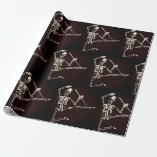 Matte Wrapping Paper, 30" x 6' DANCING SKELETON Paper
