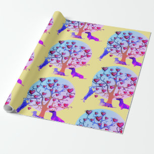 Matte Wrapping Paper, Valentine Dachshund Hearts Paper