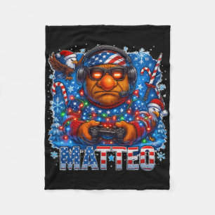 Matteo Meme Italian Brainrot Christmas Usa Flag Ga Fleece Blanket
