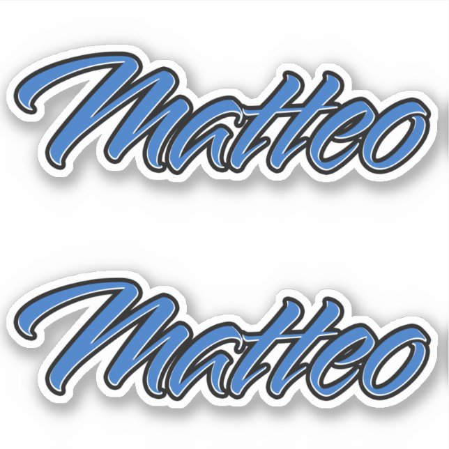 Matteo name blue sticker stickers sticker set (Front)
