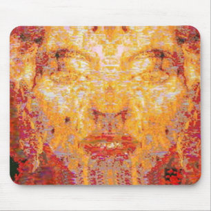 MATTER DOESN'T MATTER Fractal Mask in Red Yellow Mouse Pad